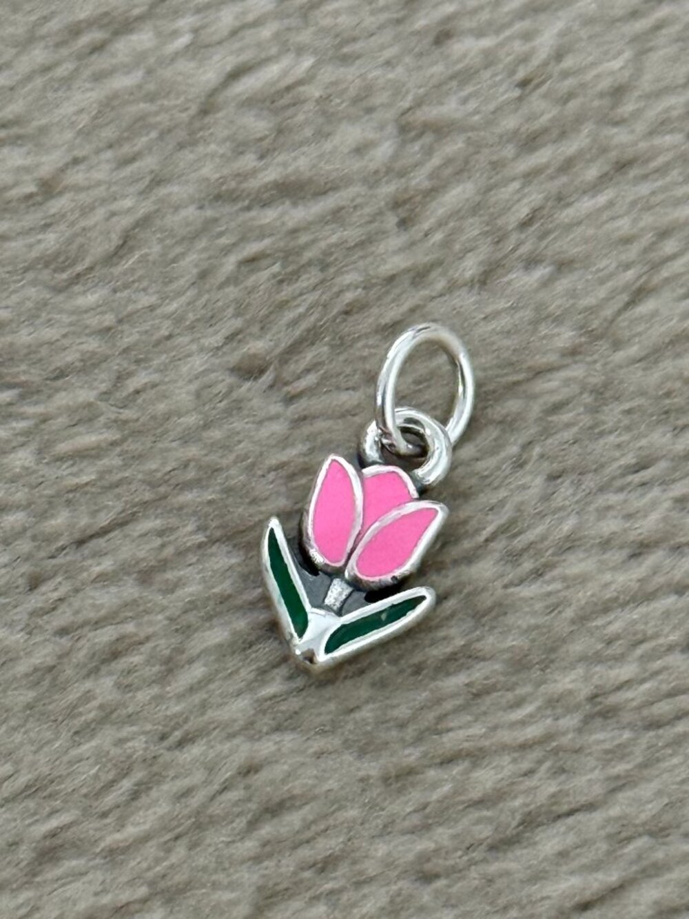 Enamel Mini Pink Tulip Charm